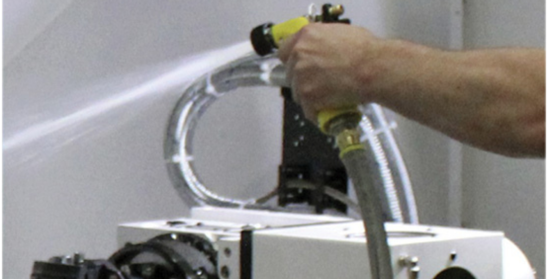 CNC washdown system with machine washdown guns designed for fast cleanup and improved CNC machine maintenance solutions.